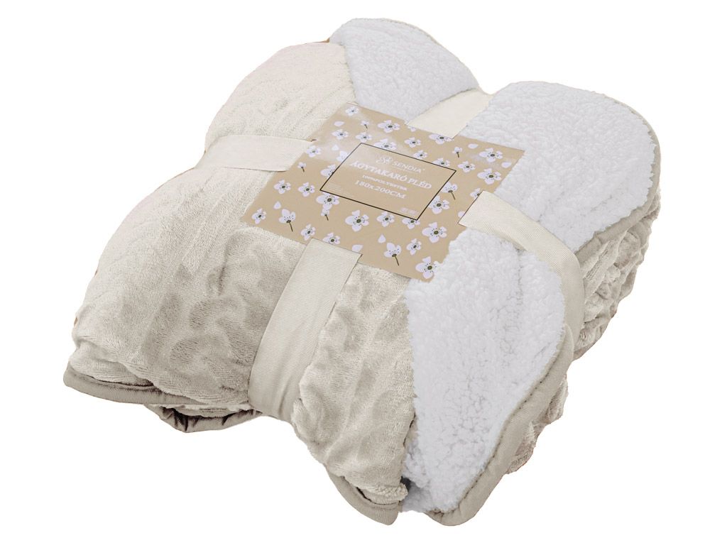Luxusní krémová beránková deka z mikroplyše se vzorem, 180x200 cm - Výprodej Povlečení