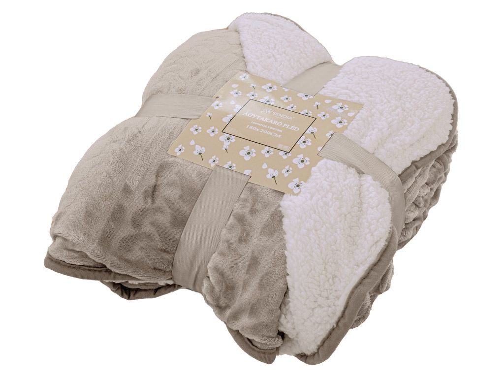 Luxusní světle hnědá beránková deka z mikroplyše se vzorem, 180x200 cm - Výprodej Povlečení