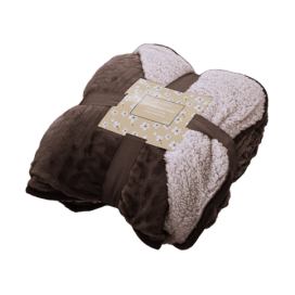 Luxusní tmavě hnědá beránková deka z mikroplyše se vzorem, 180x200 cm