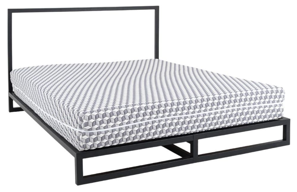 Nordic Design Černá kovová dvoulůžková postel Agiama 140 x 200 cm - Designovynabytek.cz