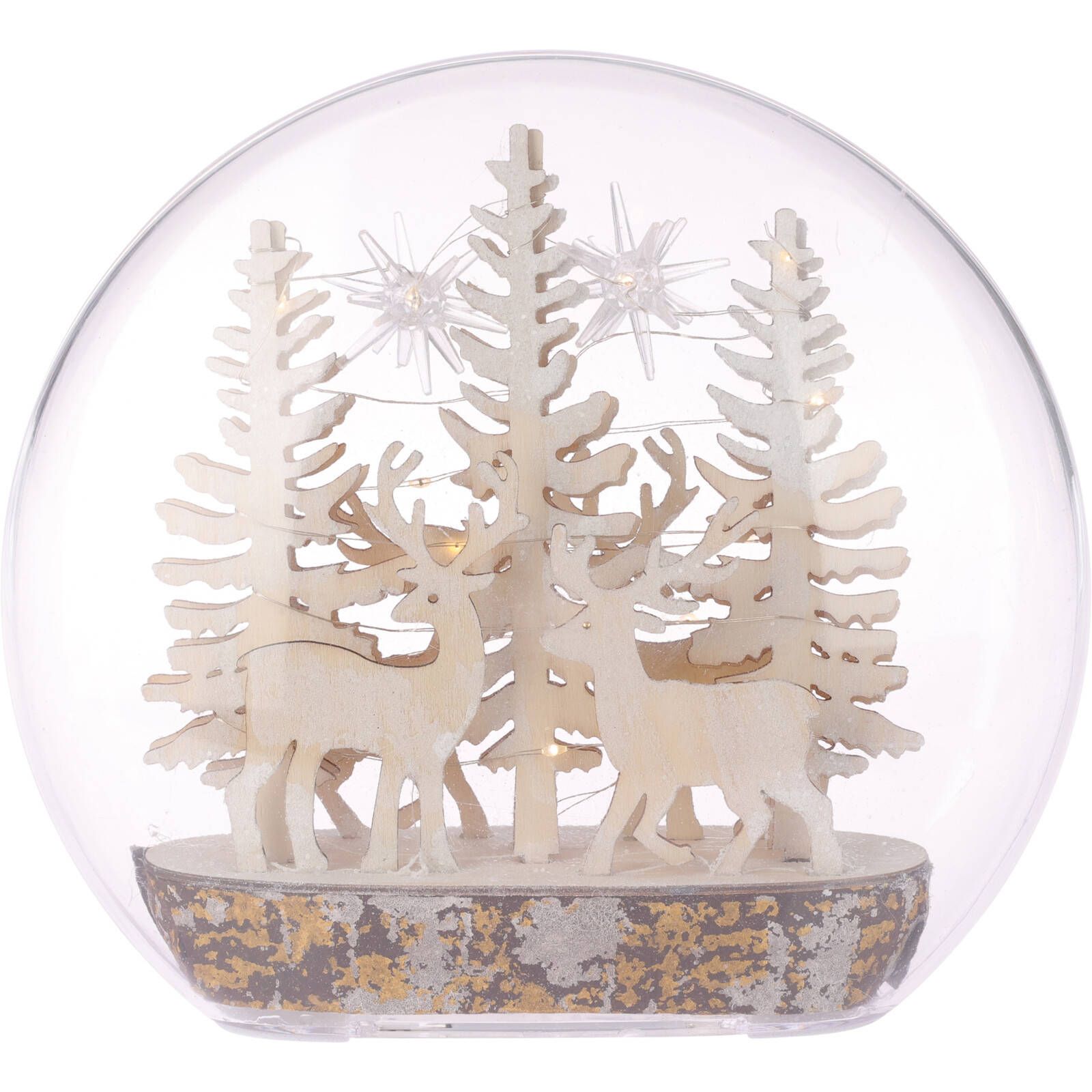 Home Styling Collection Vánoční koule Dřevěný les se soby, svítící, 15 x LED - EMAKO.CZ s.r.o.