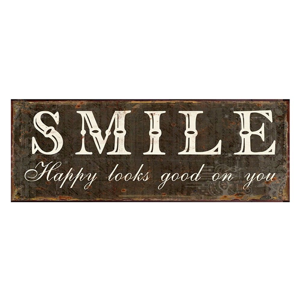Nástěnná kovová cedule Smile - 36*1*13 cm Clayre & Eef - LaHome - vintage dekorace