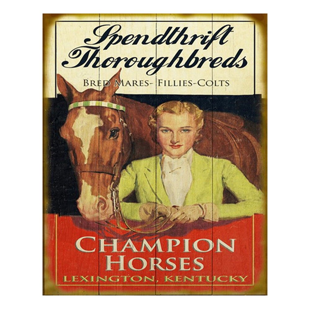 Nástěnná kovová cedule Champion Horses - 20*1*25 cm Clayre & Eef - LaHome - vintage dekorace