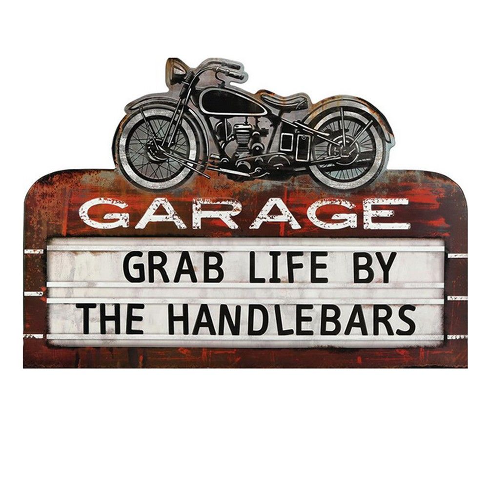 Nástěnná kovová cedule s motorkou Garage - 50*1*35 cm Clayre & Eef - LaHome - vintage dekorace
