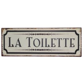Béžová antik nástěnná kovová cedule La Toilette - 36*13cm Ostatní
