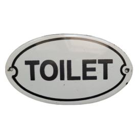 Krémová kovová smaltovaná cedule Toilet - 13,5*7,5 cm Ostatní