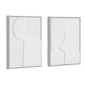 Sada dvou bílých abstraktních obrazů Kave Home Beija 32 x 42 cm Designovynabytek.cz