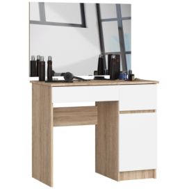 Ak furniture Kosmetický stolek se zrcadlem P-2/SL I dub sonoma / bílý pravý