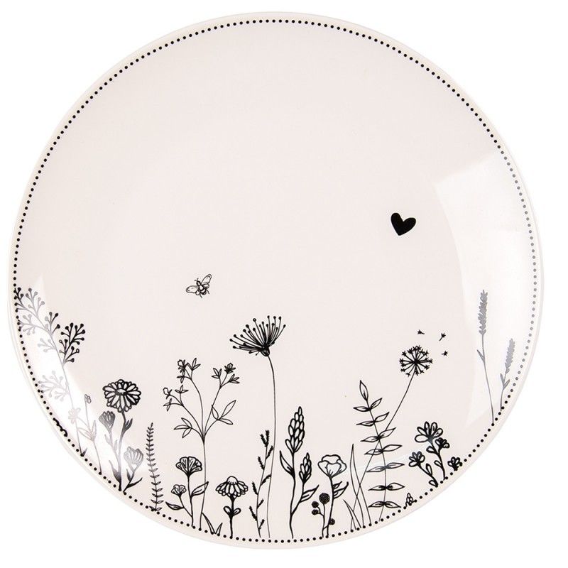 Porcelánový jídelní talíř s květinami Flora And Fauna - Ø 26cm Clayre & Eef - LaHome - vintage dekorace