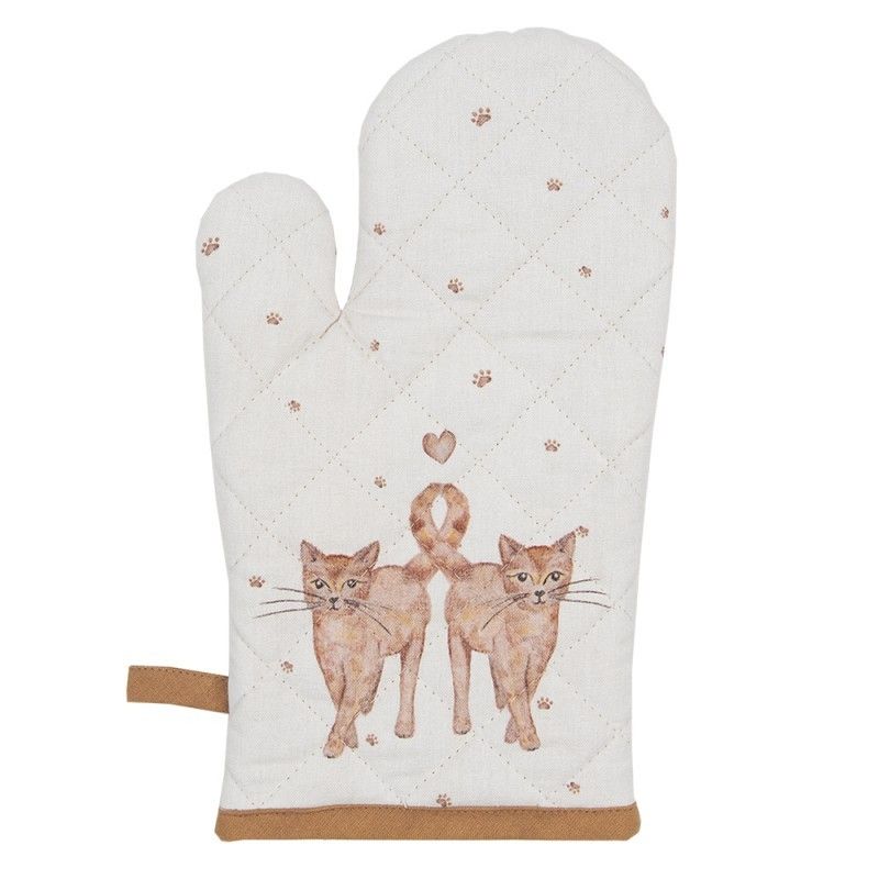 Béžová dětská chňapka - rukavice s kočičkami Kitty Cats - 12*21 cm Clayre & Eef - LaHome - vintage dekorace