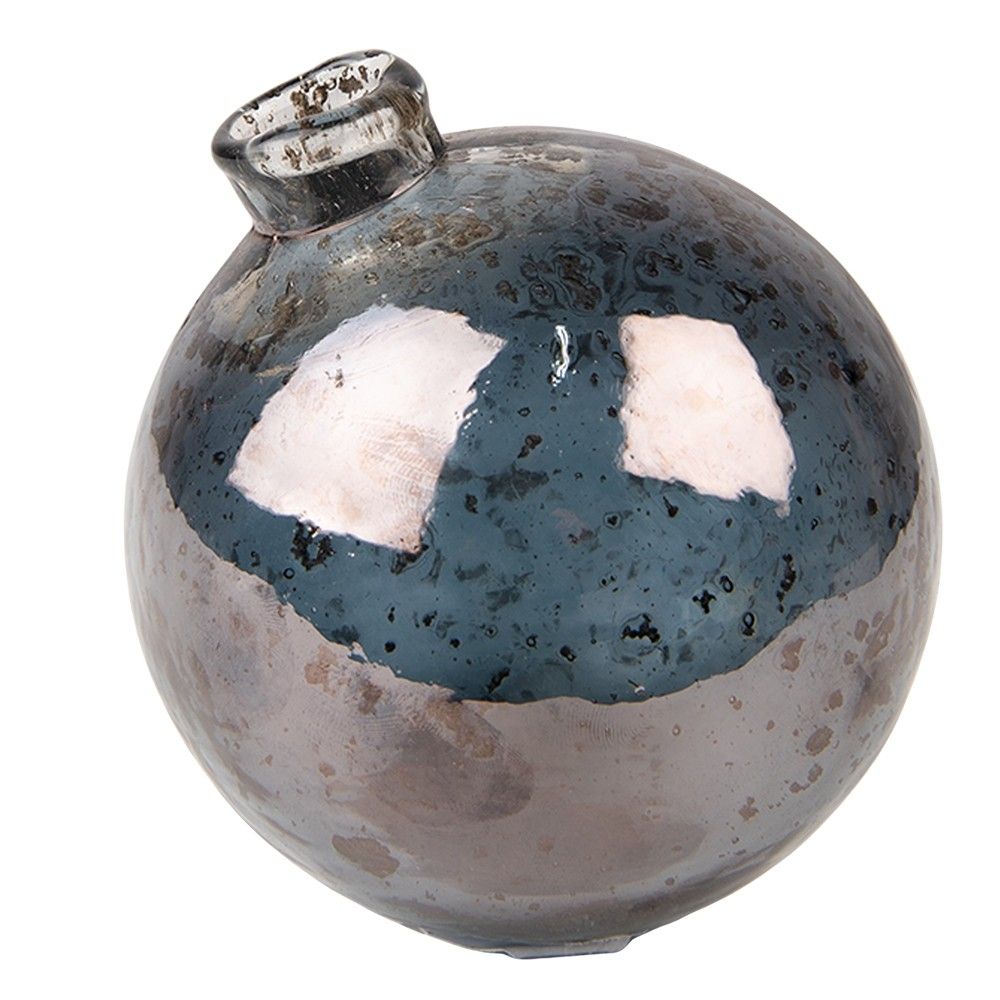 Skleněná šedá kulatá foukaná váza Sandy I - Ø10*10 cm Clayre & Eef - LaHome - vintage dekorace