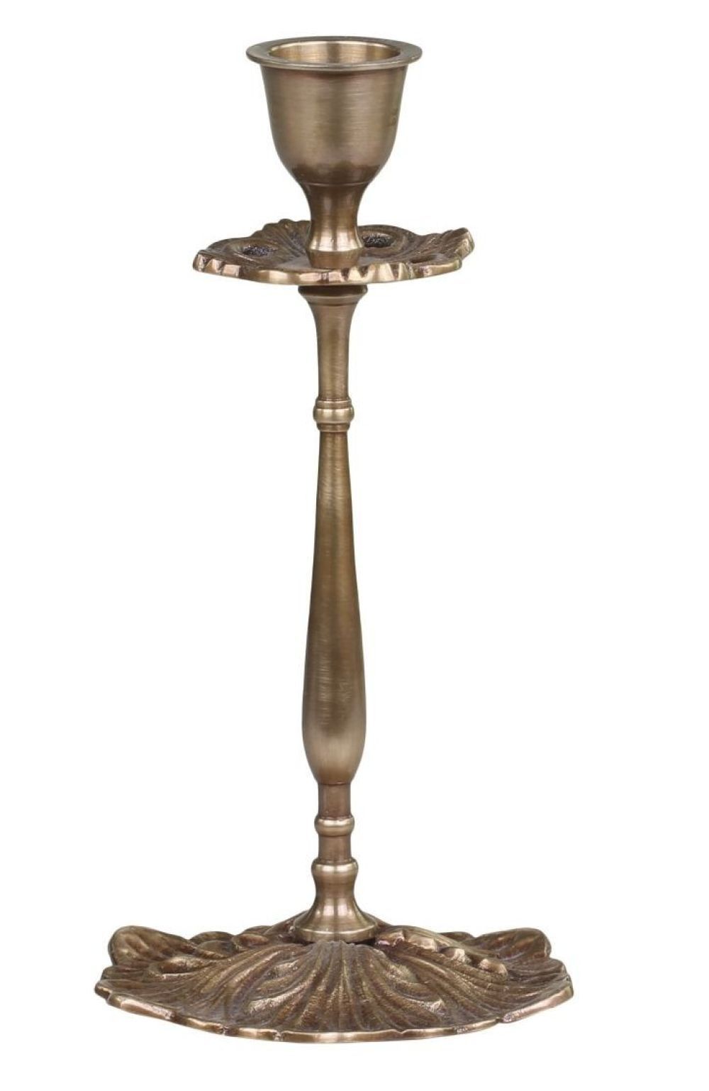 Mosazný antik kovový svícen na úzkou svíčku - Ø 10*18cm Chic Antique - LaHome - vintage dekorace