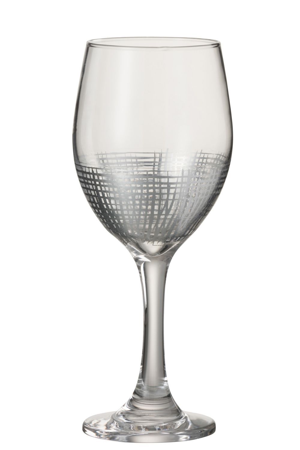Sklenička na víno se stříbrnou mřížkou Silver Glass - Ø 8*21 cm J-Line by Jolipa - LaHome - vintage dekorace