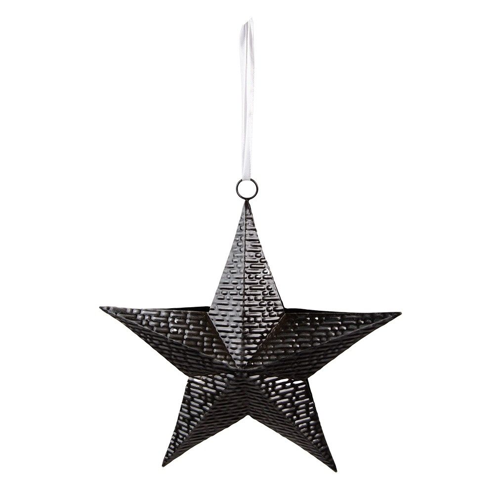 Černá antik závěsná kovová hvězda - 25*6*27 cm Clayre & Eef - LaHome - vintage dekorace
