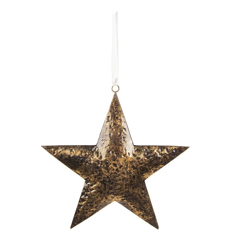 Zlatá antik závěsná kovová hvězda - 25*4*25 cm Clayre & Eef - LaHome - vintage dekorace