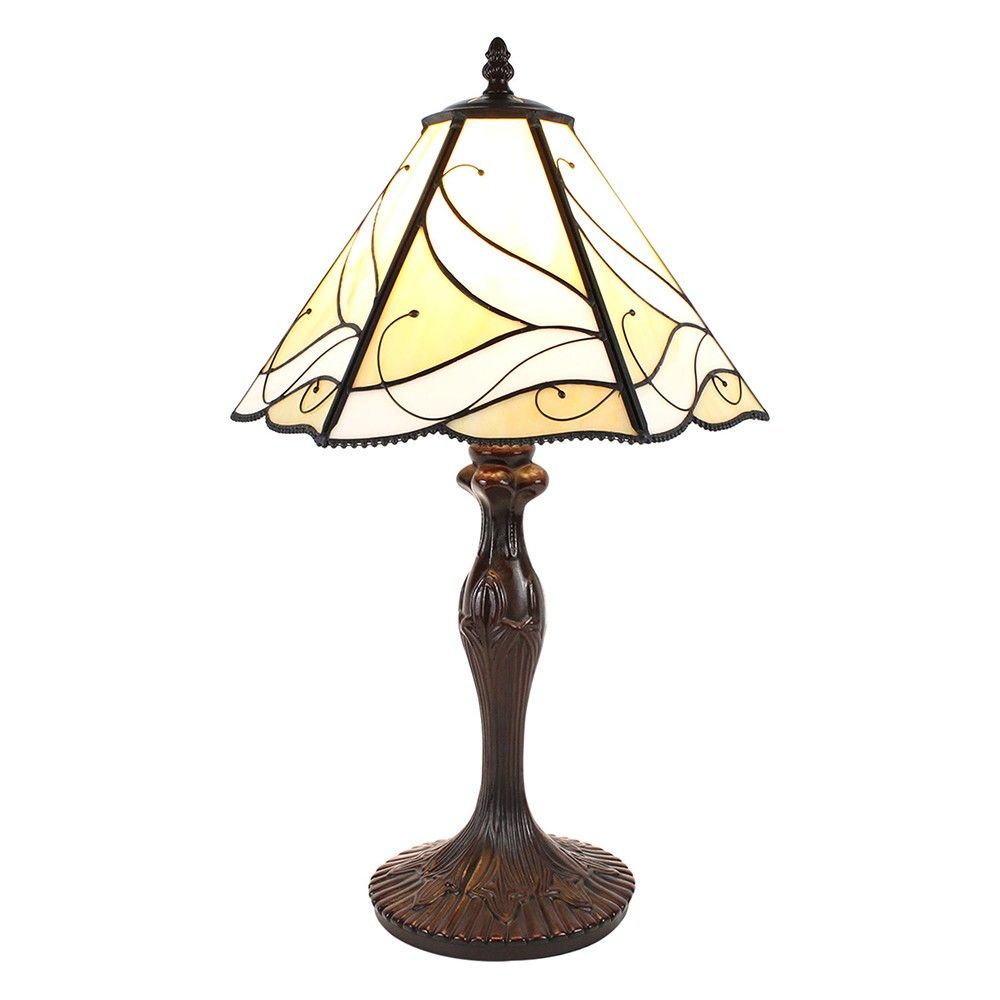 Béžová stolní lampa Tiffany Rio - Ø 31*43 cm E27/max 1*40W Clayre & Eef - LaHome - vintage dekorace