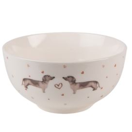 Porcelánová miska s jezevčíkem Dachshund Love - Ø 14*7 cm Clayre & Eef