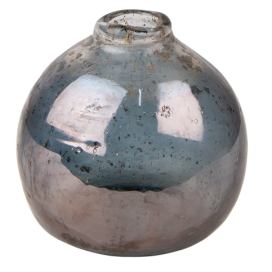 Skleněná šedá kulatá foukaná váza Sandy - Ø10*10 cm Clayre & Eef