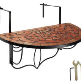 Tectake 402765 skládací stůl na balkon s mozaikou - terakota