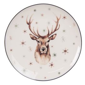 Dezertní porcelánový vánoční talířek s Louskáčky - Ø 21*2 cm Clayre & Eef