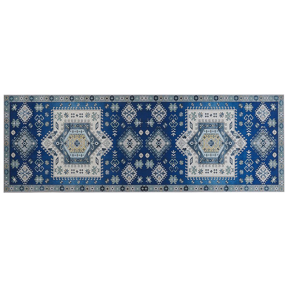 Koberec 80 x 200 cm modrý/béžový PARVAKADLI - Beliani.cz