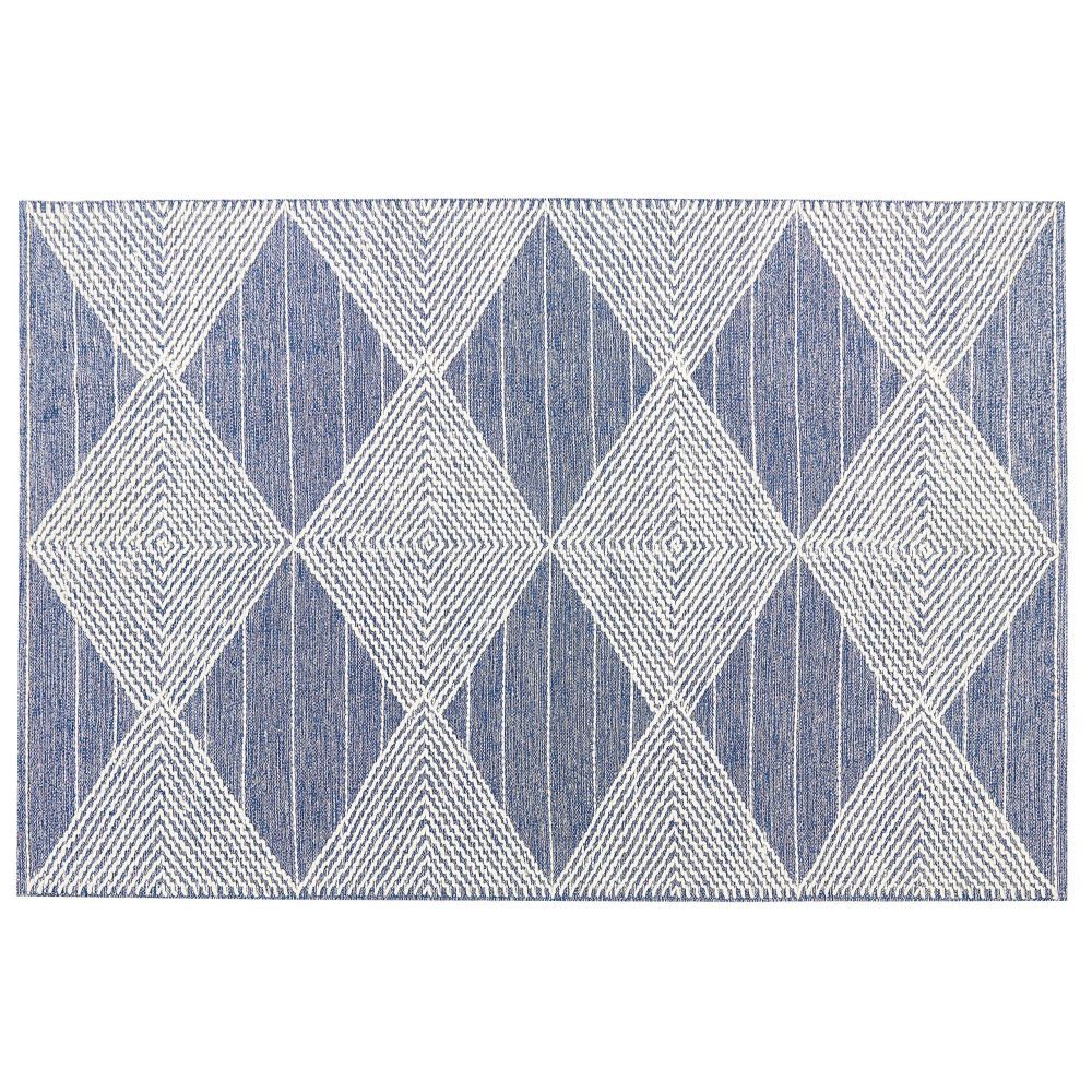 Vlněný koberec 160 x 230 cm světle béžový/modrý DATCA - Beliani.cz