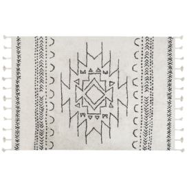 Bavlněný koberec 160 x 230 cm bílý/černý KHOURIBGA