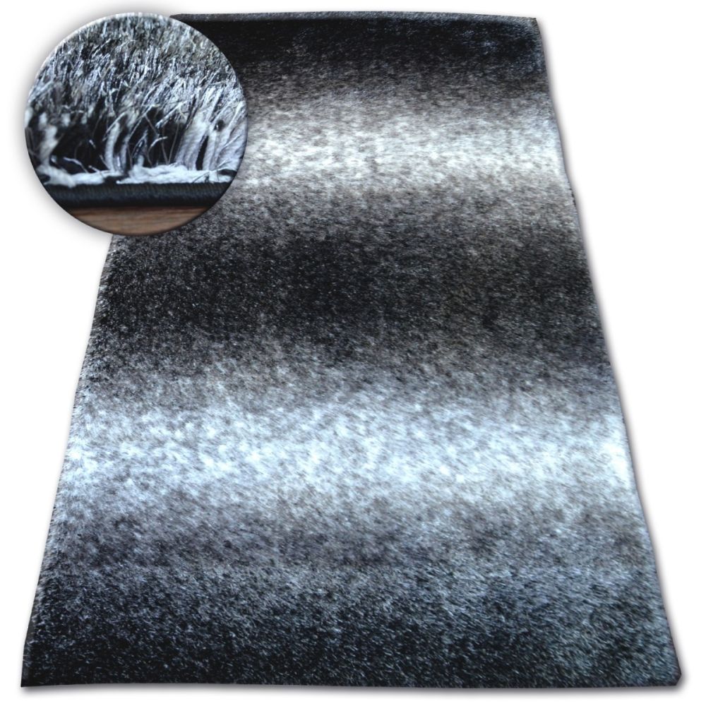 Dywany Lusczow Kusový koberec Shaggy SPACE 3D WILL černý / šedý, velikost 120x170 - Houseland.cz