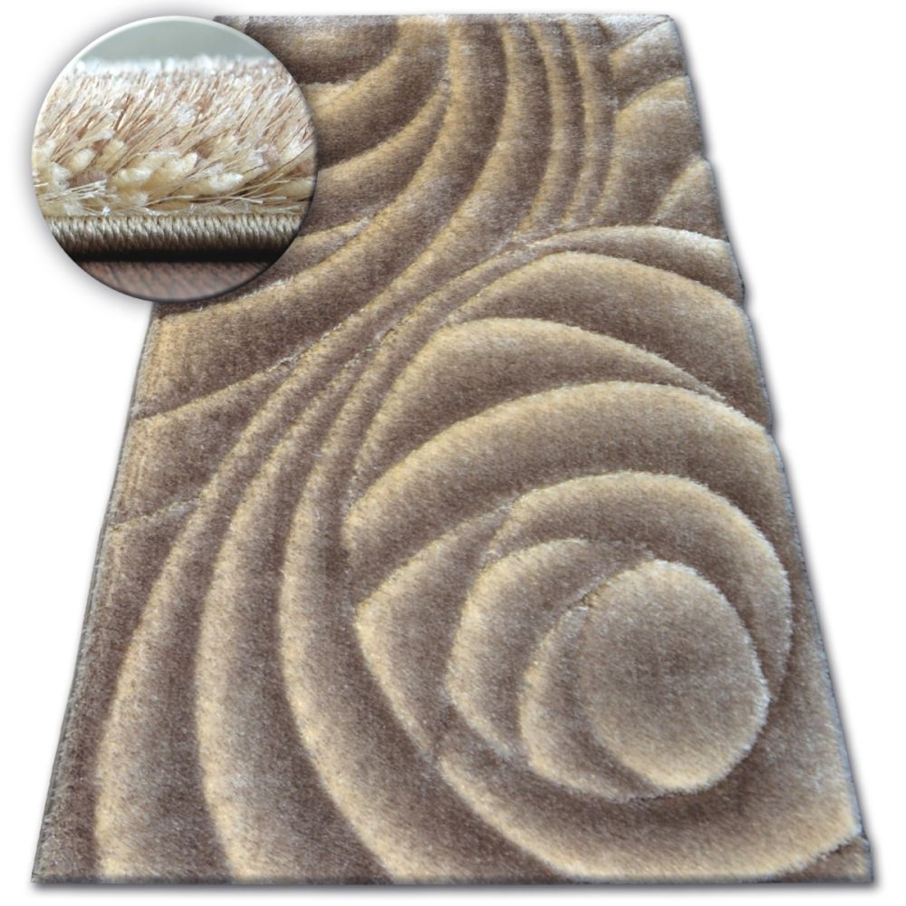 Dywany Lusczow Kusový koberec Shaggy SPACE 3D RICHARD světle hnědý, velikost 120x170 - Houseland.cz