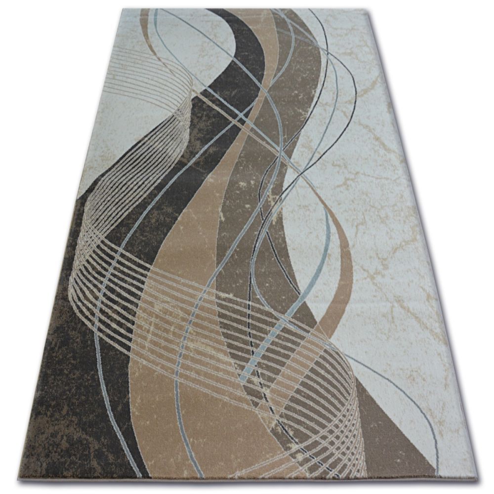 Dywany Lusczow Kusový koberec ARGENT - W4807 pásy krrémový / hnědý, velikost 133x190 - Houseland.cz