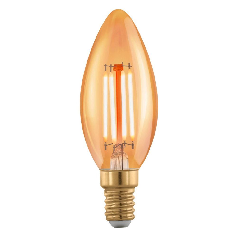 EGLO 110069 LED celoskleněná žárovka E14 Vintage filament C35 svíčka 4W/28W 300lm 1700K GOLD DIM stmívatelná - Svítidla FEIM