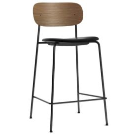Ořechová barová židle MENU CO 68,5 cm s černým koženým sedákem