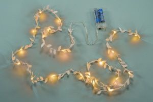 Nexos Vánoční LED osvětlení - látkové lístky - 20 LED, teple bílé - Kokiskashop.cz