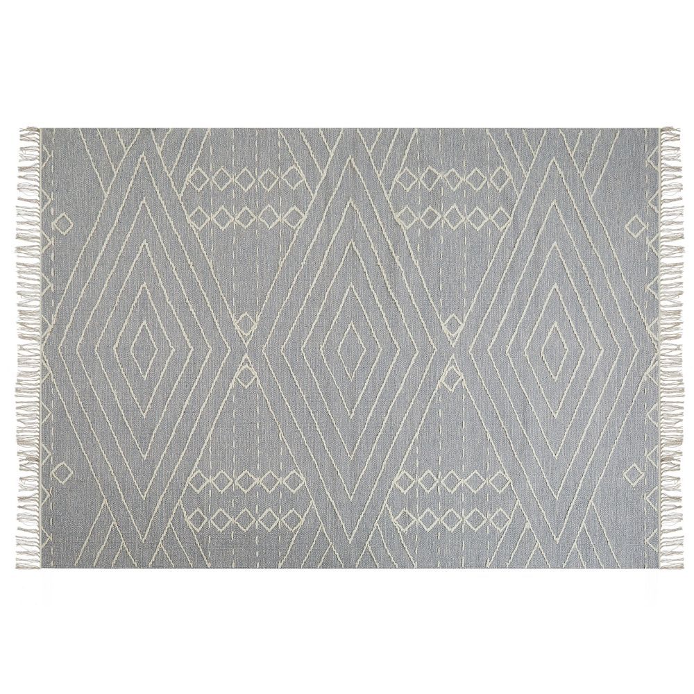 Bavlněný koberec 160 x 230 cm šedý/bílý KHENIFRA - Beliani.cz