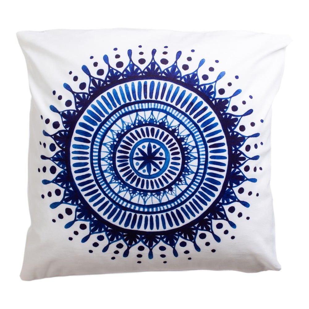 Modro-bílý dekorační polštář 45x45 cm Mandala - JAHU collections - Bonami.cz