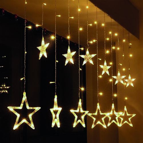 Solight LED venkovní vánoční závěs, hvězdy, šíře 3m, 123LED, IP44, 3xAA, teplá bílá - 4home.cz