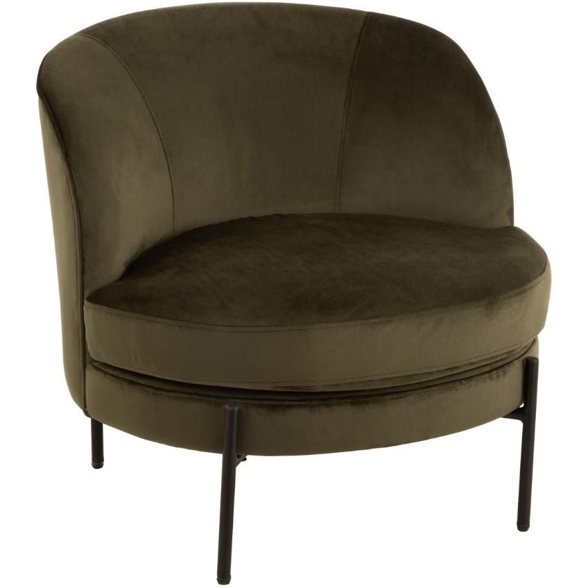 Zelené sametové kulaté křeslo Lounge chair Jammy Green - 71*67*66cm J-Line by Jolipa - LaHome - vintage dekorace