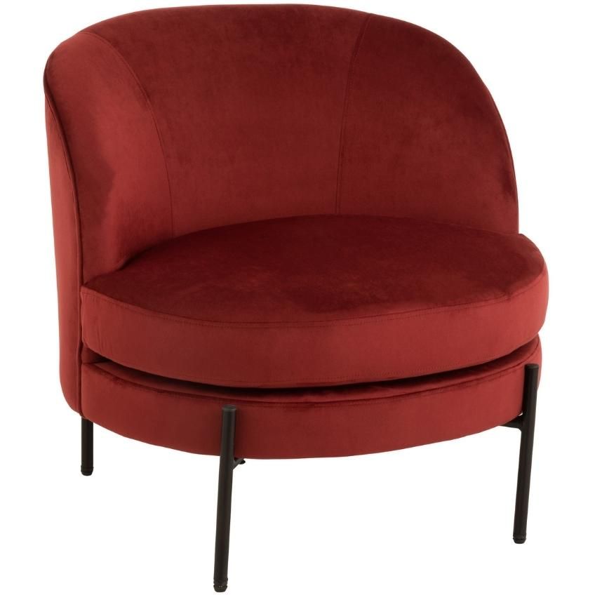 Vínové sametové kulaté křeslo Lounge chair Jammy Red - 71*67*66cm J-Line by Jolipa - LaHome - vintage dekorace
