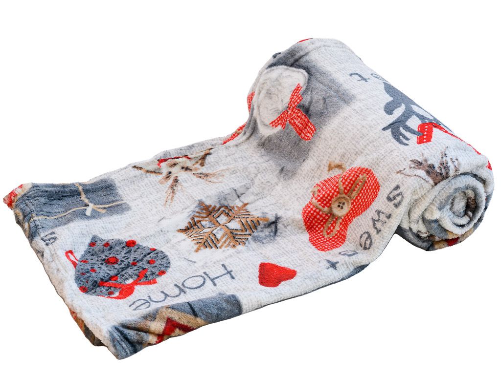 Šedá vánoční mikroplyšová deka SWEET HOME, 180x200 cm - Výprodej Povlečení