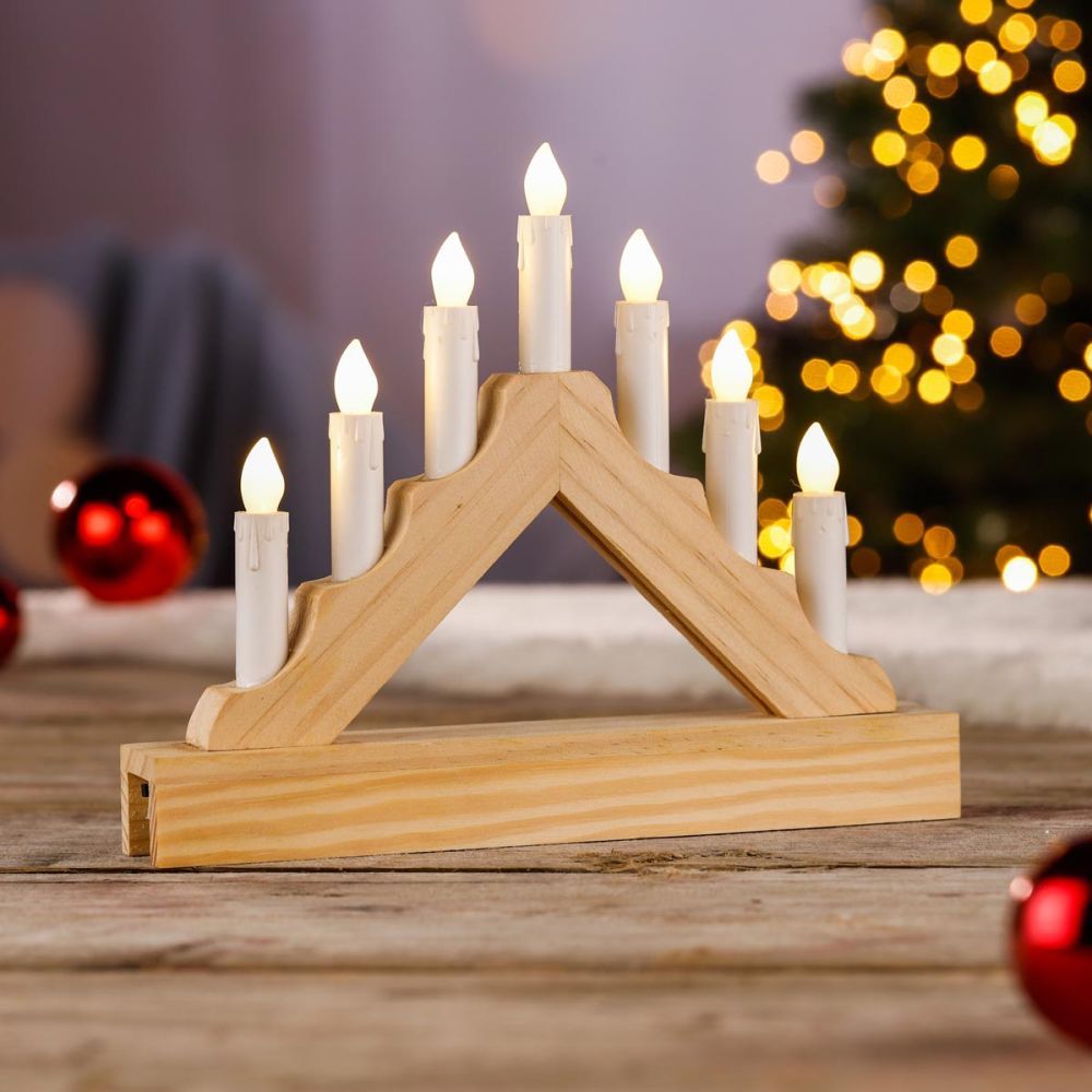 Haushalt international Dřevěný vánoční svícen - Velký Košík
