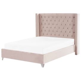 Sametová postel 140 x 200 cm růžová LUBBON