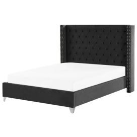 Sametová postel 160 x 200 cm černá LUBBON