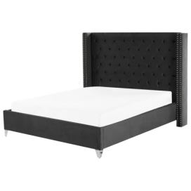 Sametová postel 180 x 200 cm černá LUBBON
