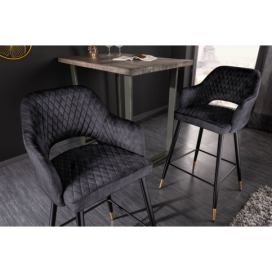 LuxD Designová barová židle Laney antracitový samet - Skladem