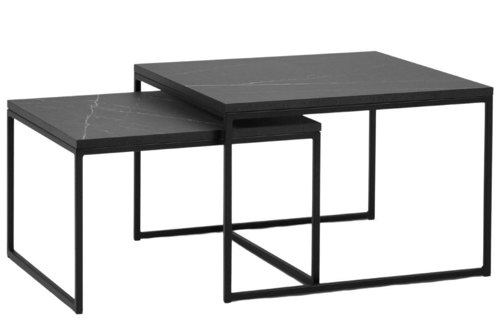 Set dvou černých mramorových konferenčních stolků MICADONI VELD 60 x 60/50 x 50 cm - Designovynabytek.cz