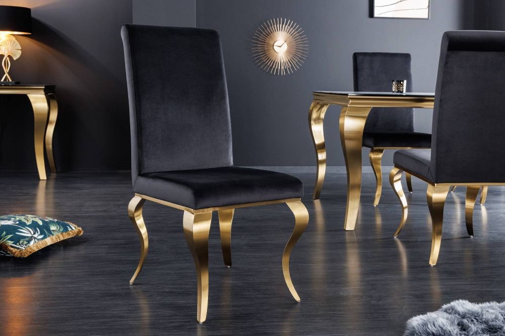 LuxD Designová židle Rococo černá / zlatá - Estilofina-nabytek.cz