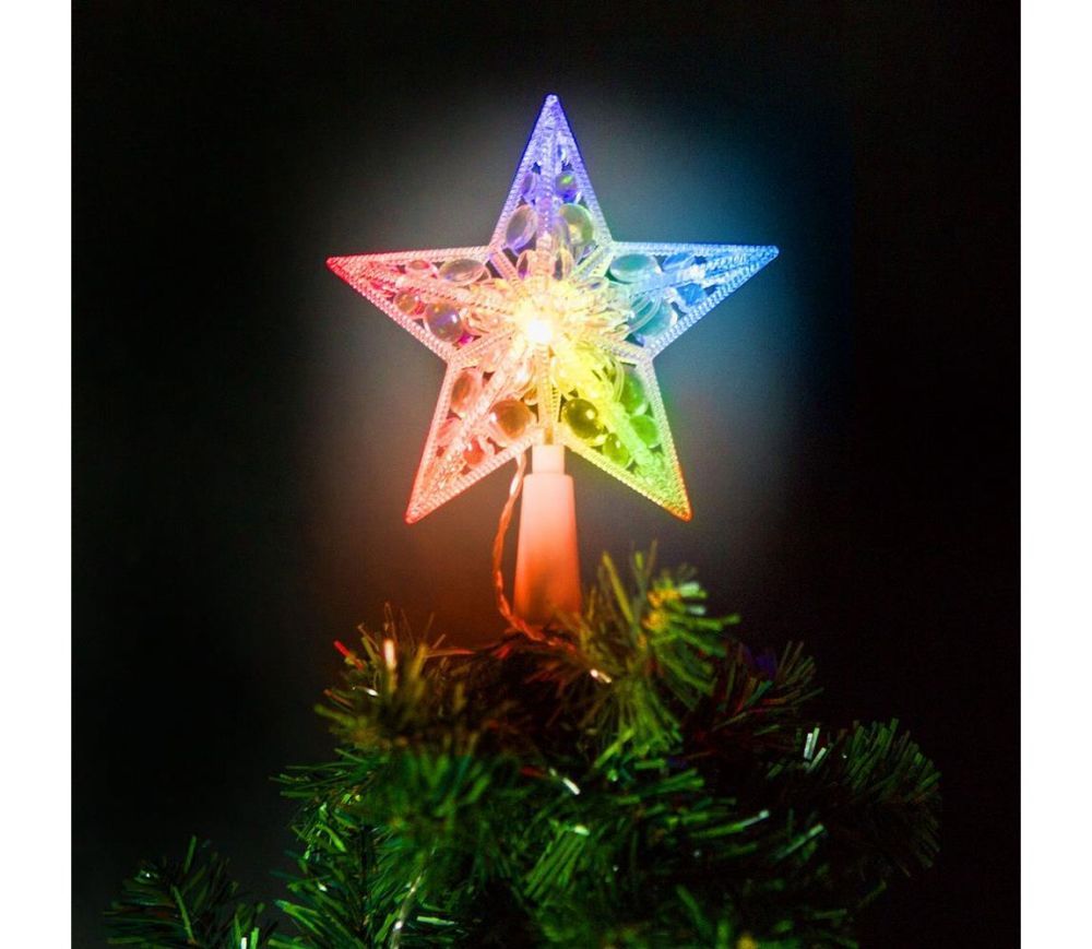  LED RGB Vánoční hvězda na stromeček 10xLED/2xAA 15cm  -  Svět-svítidel.cz