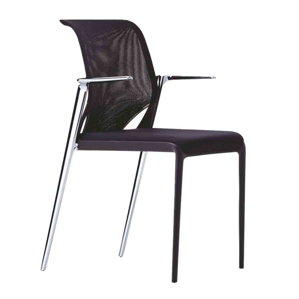 Výprodej Vitra designové konferenční židle Meda Slim (s područkami, černá, pochromovaný hliník) - DESIGNPROPAGANDA