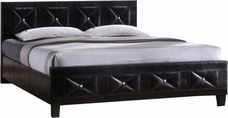 Manželská postel, s roštem, ekokůže černá, 160x200, CARISA - FORLIVING