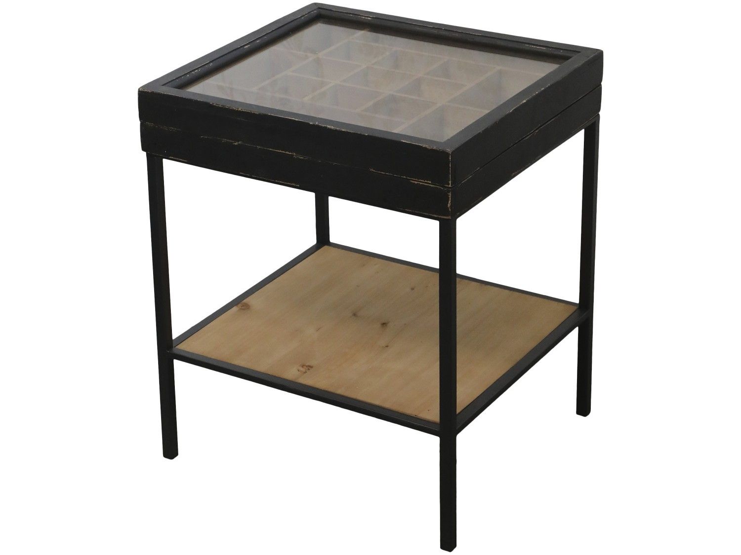 Černý antik dřevěný coffee stolek s přihrádkami Storien - 44*41*53 cm Chic Antique - LaHome - vintage dekorace